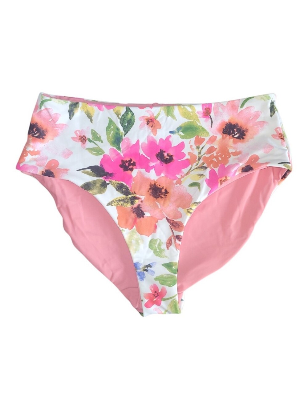 NWT Coral Reef Swim Womens Large High Waist White Floral Swim Bottoms